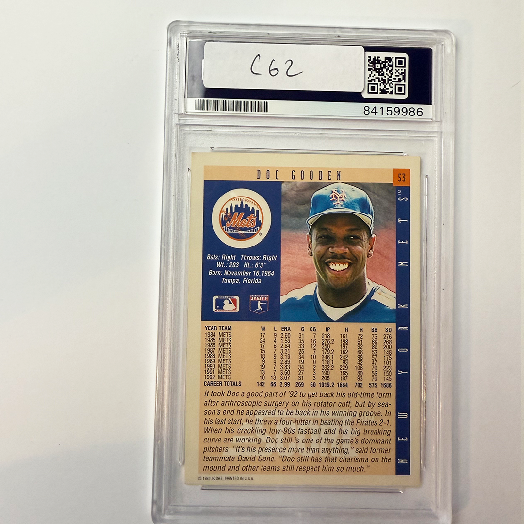Dwight Gooden Signed 1993 Score #53 w/4 Inscriptions PSA Auto Authentic
