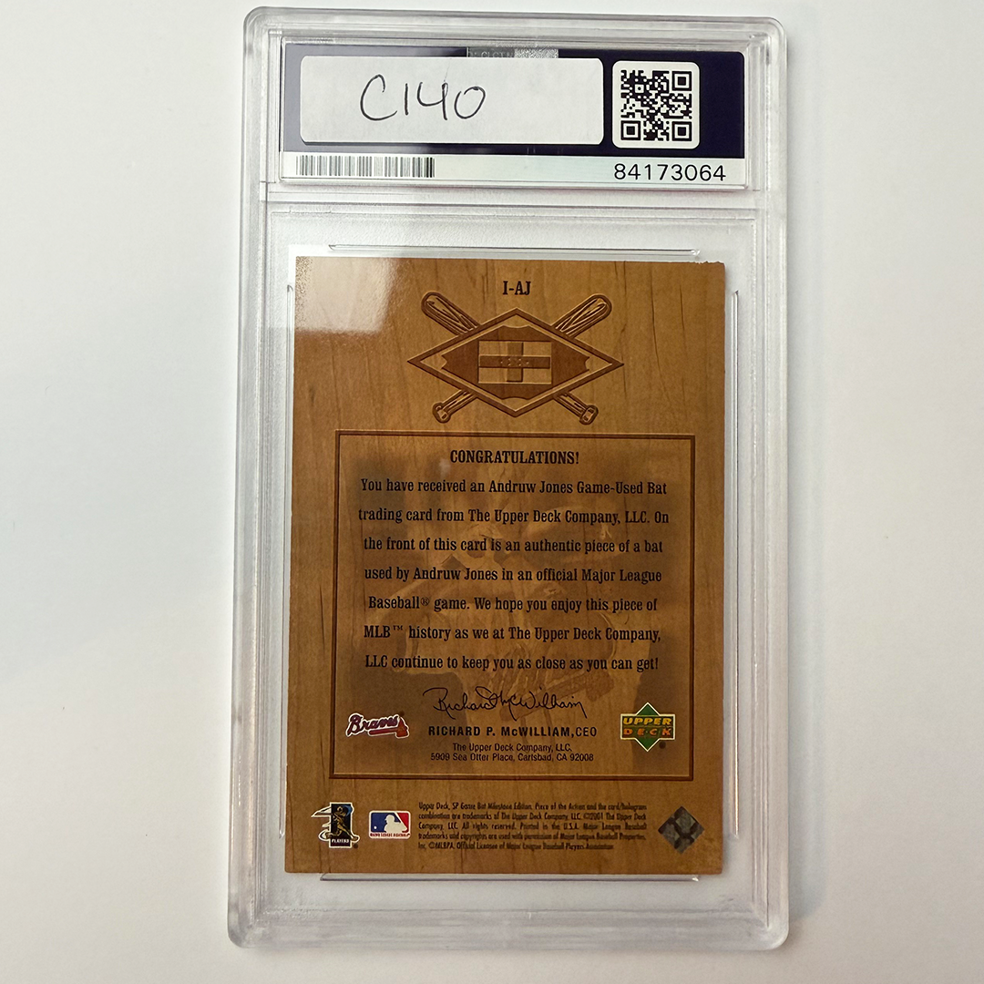 Andruw Jones Signed 2001 SP Game Bat Milestone Edition PSA Auto Authentic