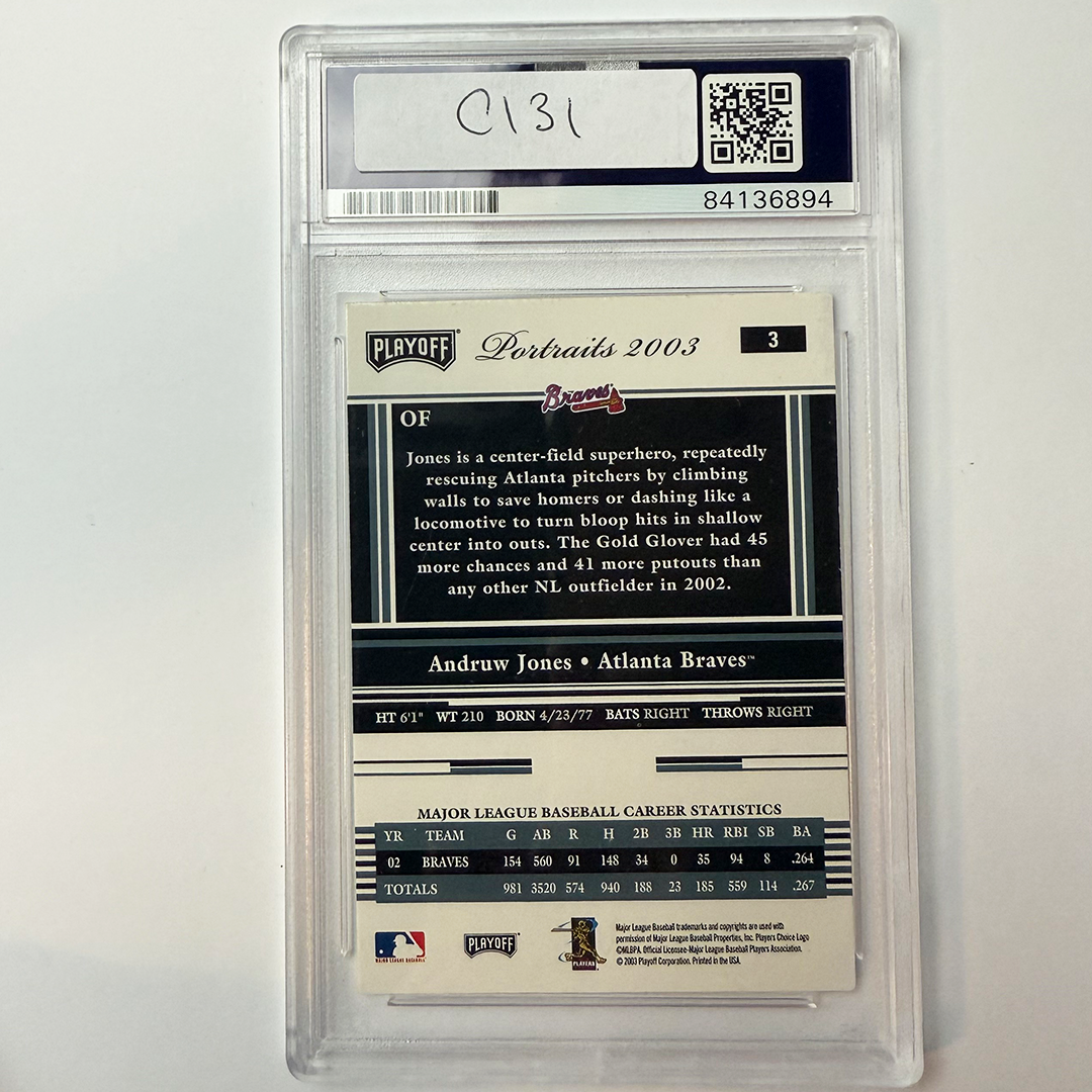 Andruw Jones Signed 2003 Playoff Portraits #3 PSA Auto Authentic