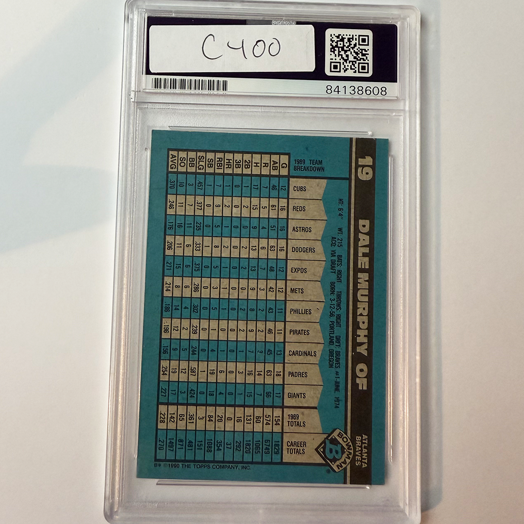 Dale Murphy Signed 1990 Bowman #19 PSA Auto Authentic