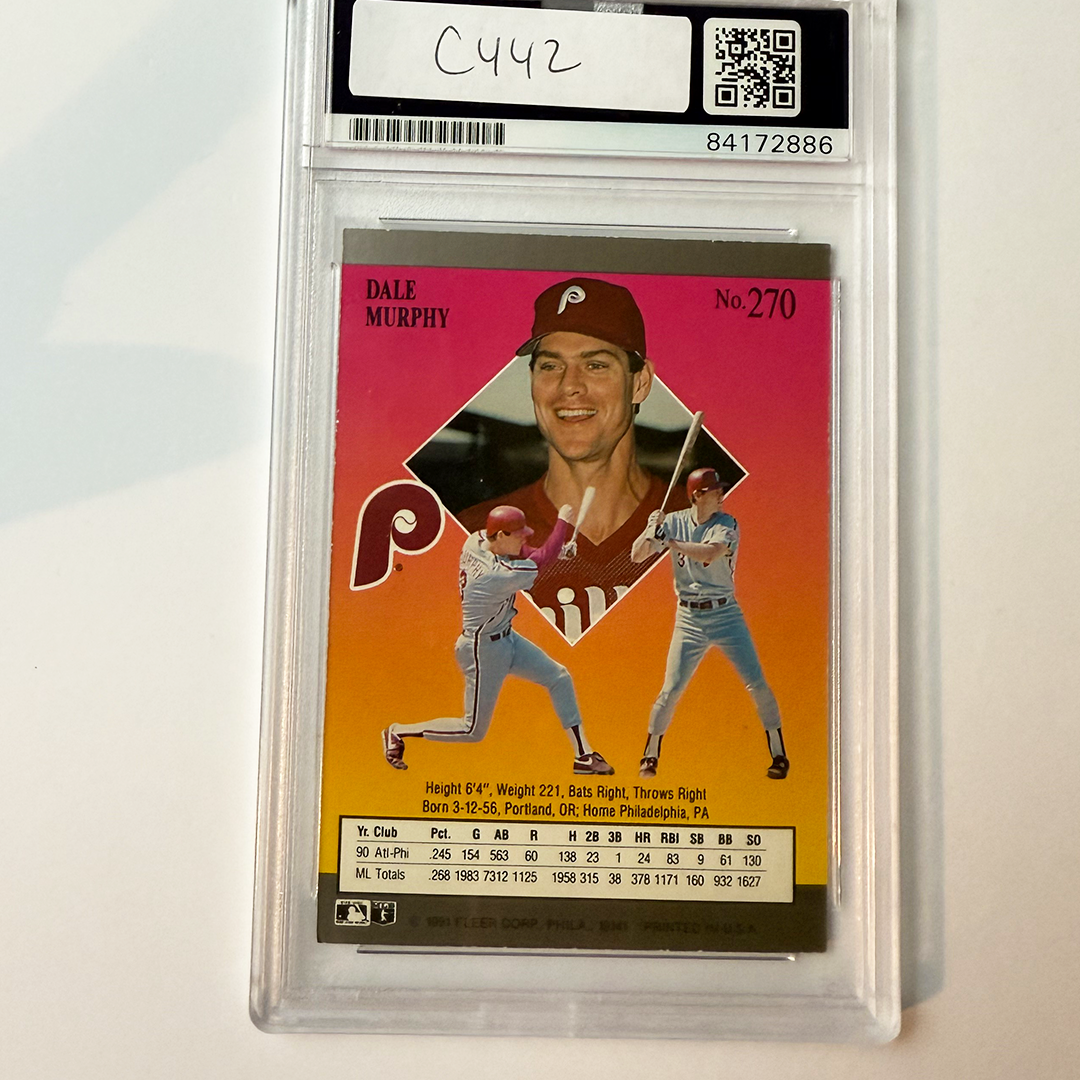 Dale Murphy Signed 1991 Ultra #270 w/2 inscriptions PSA Auto Authentic