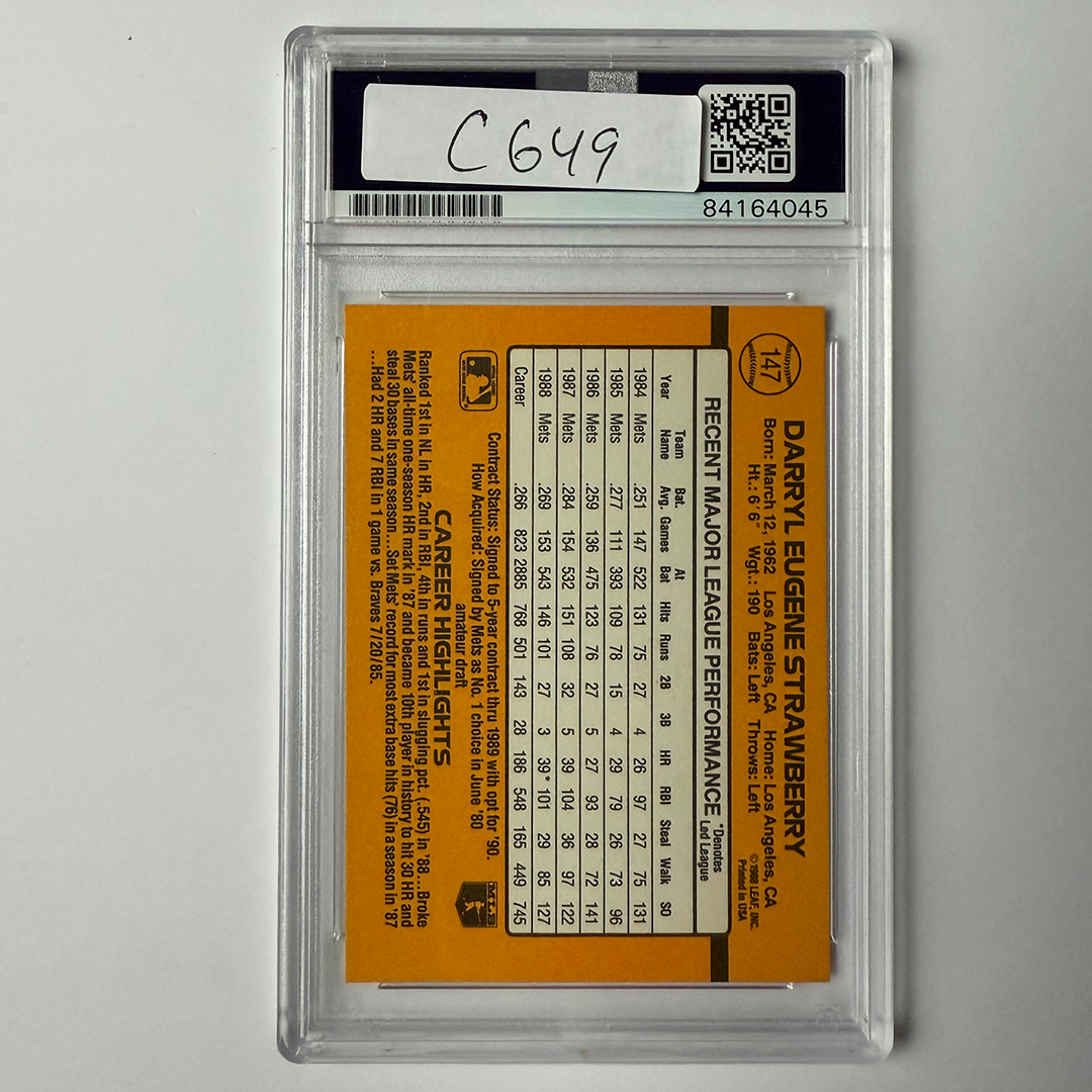 Darryl Strawberry Signed 1989 Donruss #147 PSA Auto Authentic