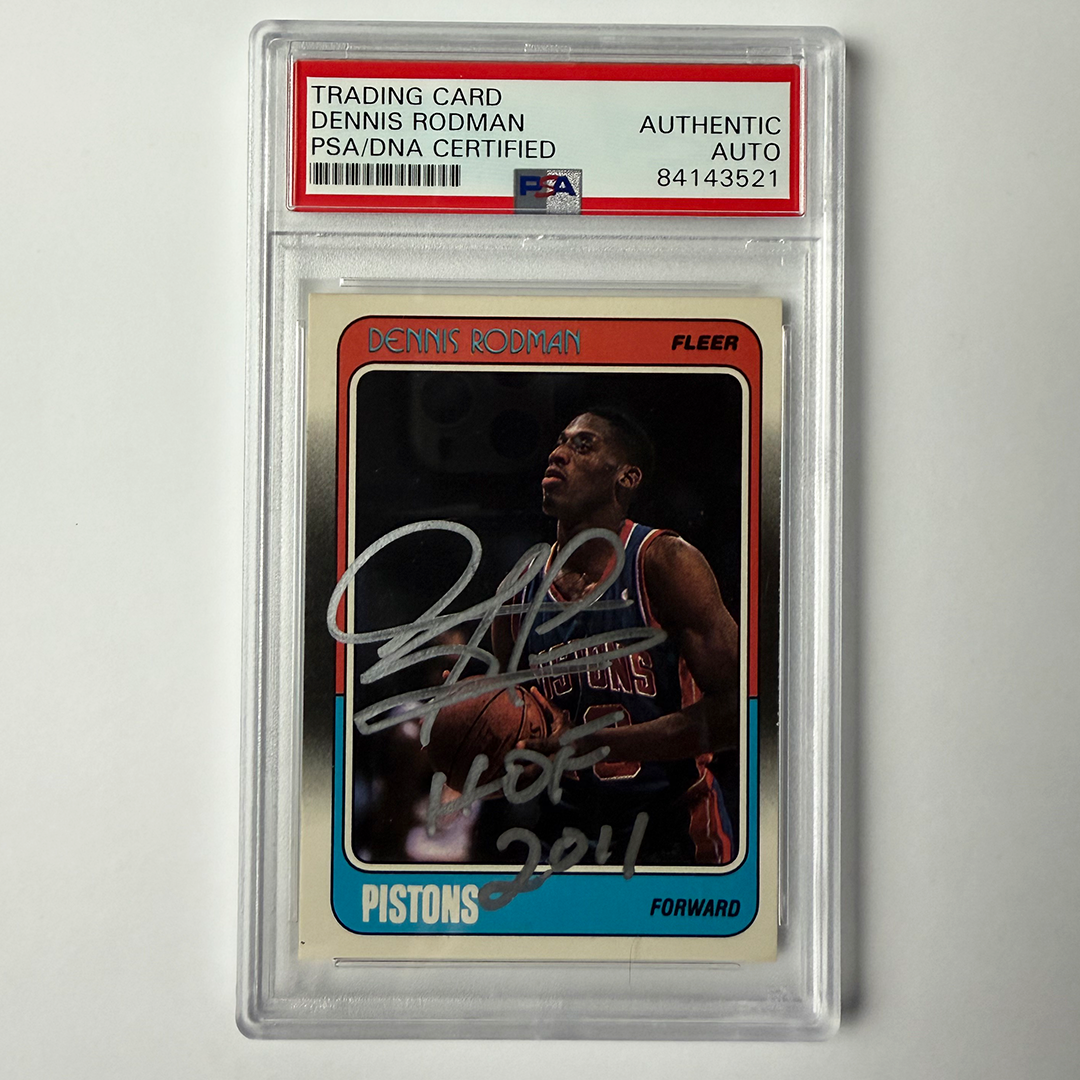 Dennis Rodman Signed 1988 Fleer #43 ROOKIE HOF 2011 PSA Auto Authentic Version 1
