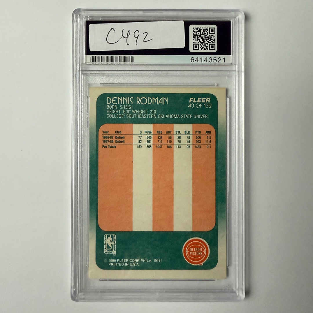 Dennis Rodman Signed 1988 Fleer #43 ROOKIE HOF 2011 PSA Auto Authentic Version 1