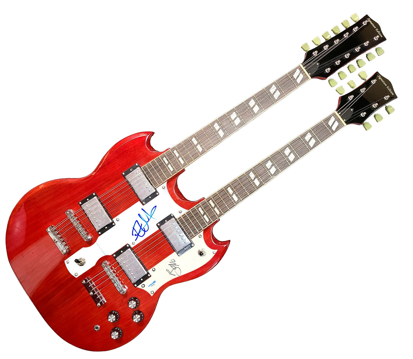 U2 Bono & Edge Autographed 18-String Double Neck SG Guitar