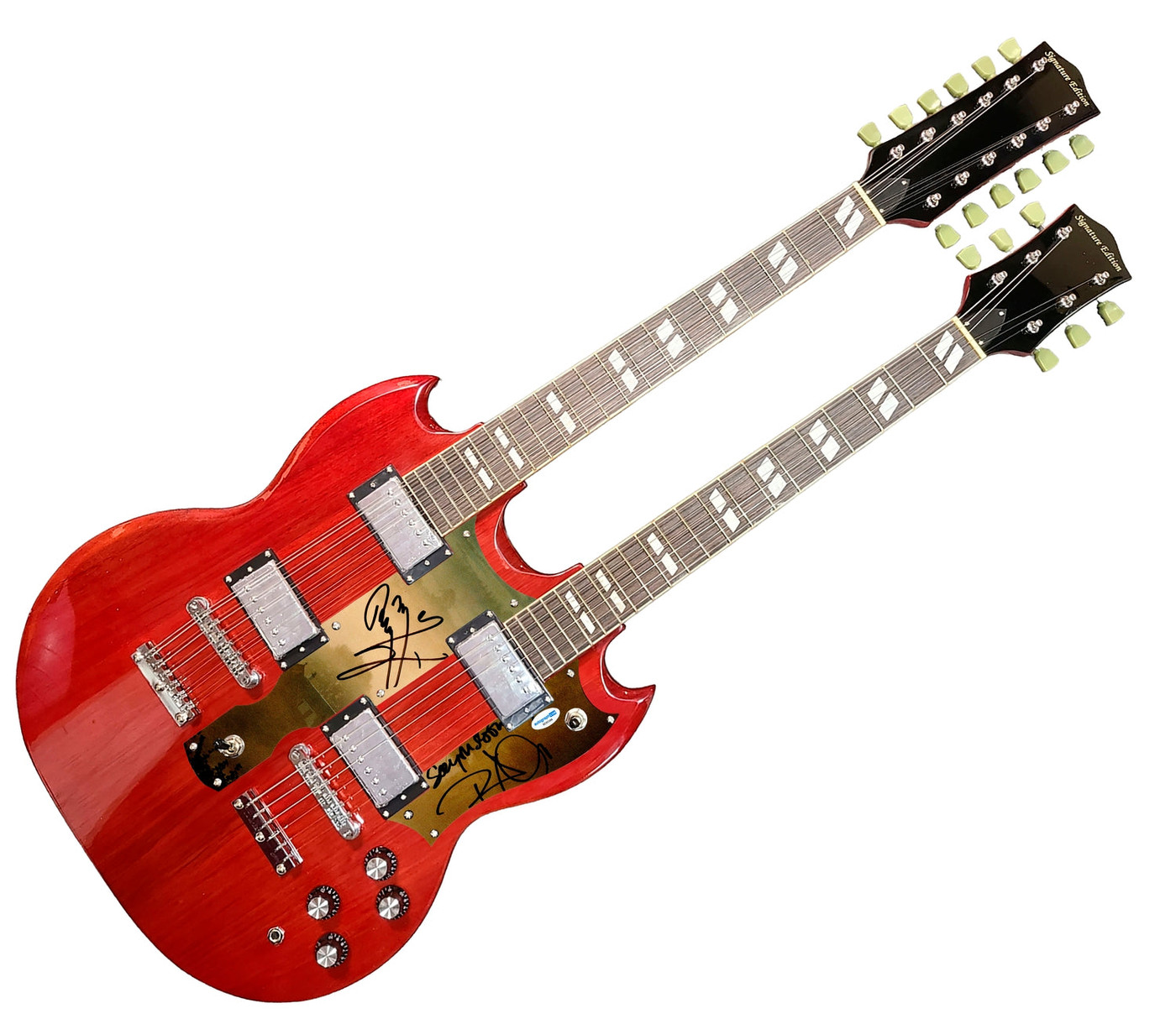 Led Zeppelin Jimmy Page & Robert Plant Autographed Double Neck SG