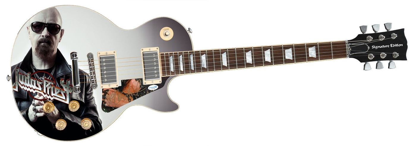 Judas Priest Rob Halford Signed "Metal God" Custom Graphics Guitar – ACOA Authenticated