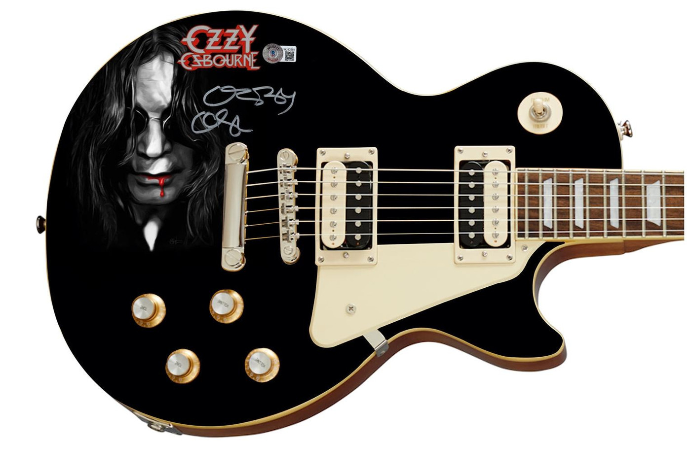 Ozzy Osbourne Signed Les Paul Epiphone Custom Graphics Guitar