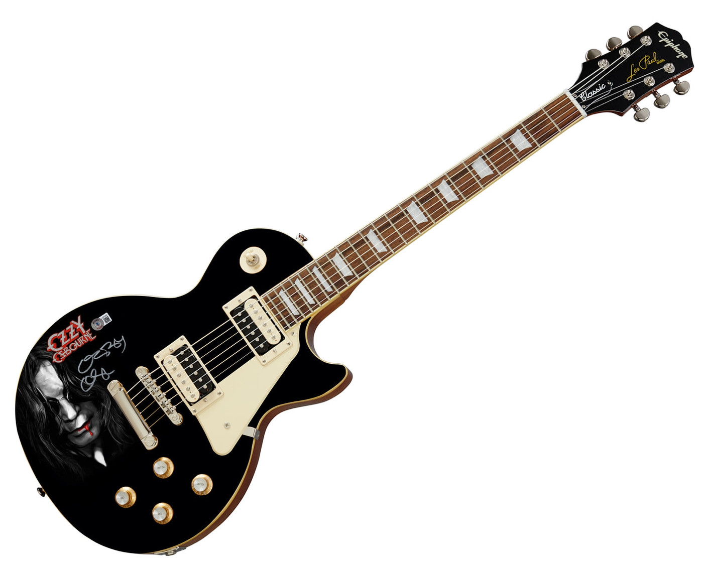 Ozzy Osbourne Signed Les Paul Epiphone Custom Graphics Guitar – Dual Authenticated (ACOA & BAS Witnessed)