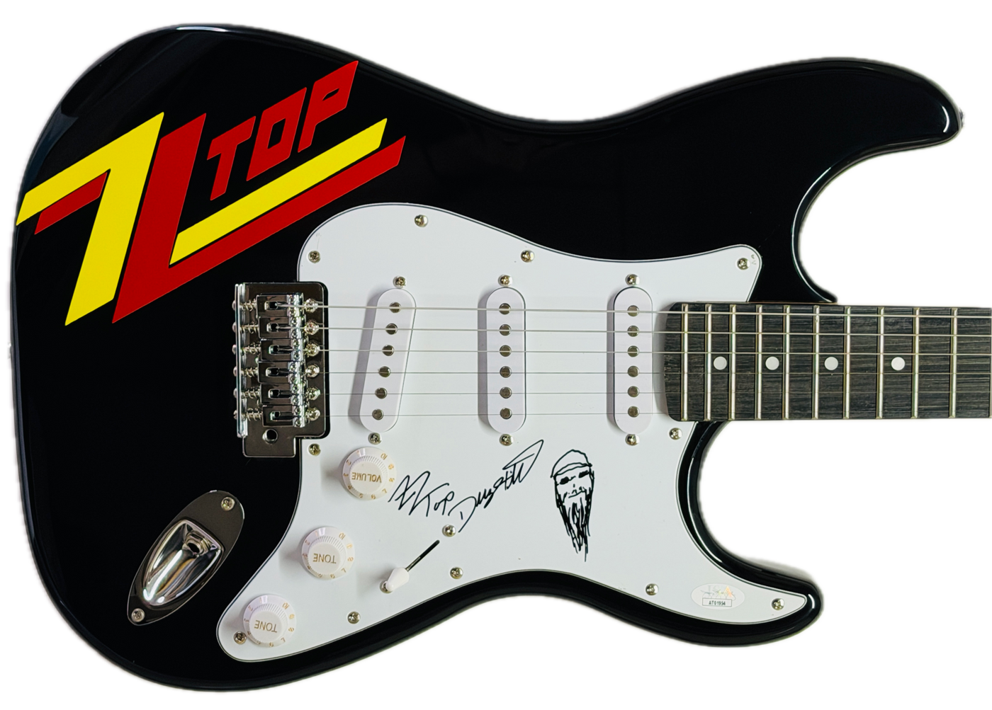 Dusty Hill ZZ Top Electric  Guitar w/ Hand Drawn Sketch