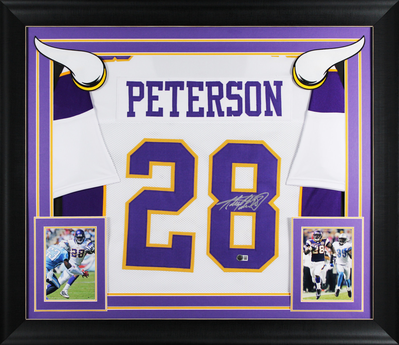 Adrian Peterson Authentic Signed White Pro Style Framed Jersey BAS Witnessed