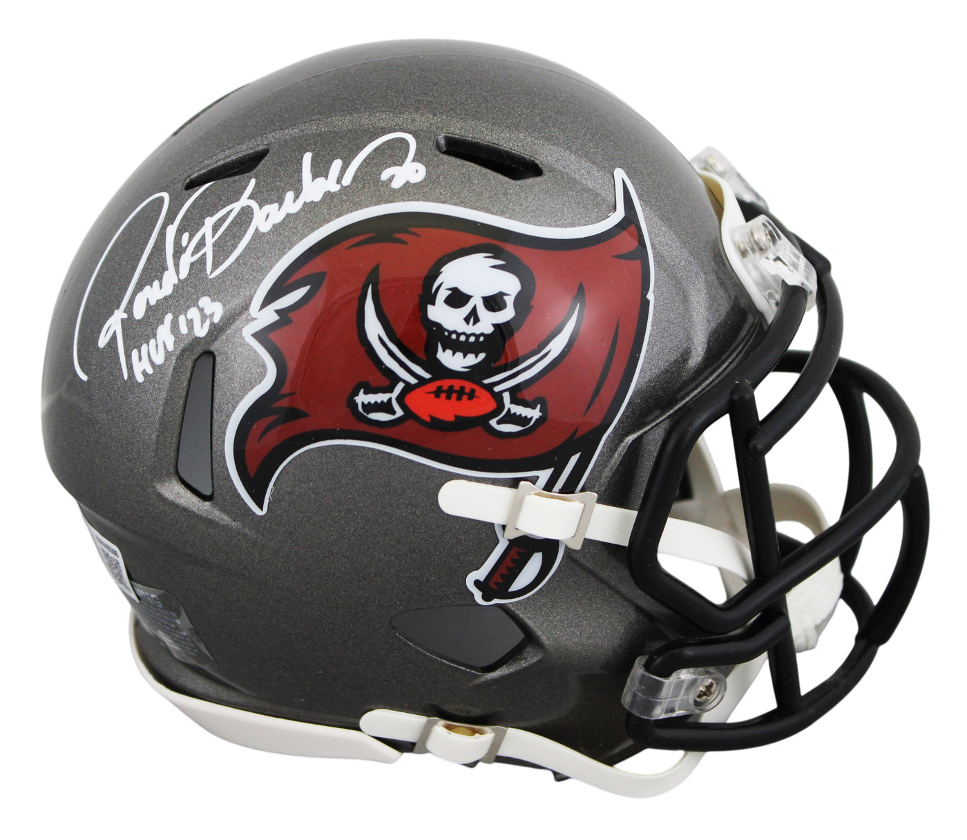 Buccaneers Ronde Barber "HOF 23" Signed 1997-13 TB Speed Mini Helmet BAS Witness Version 1