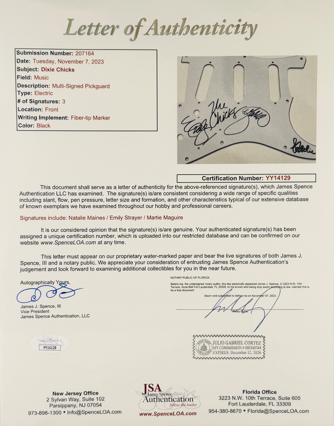 The Chicks Signed Guitar