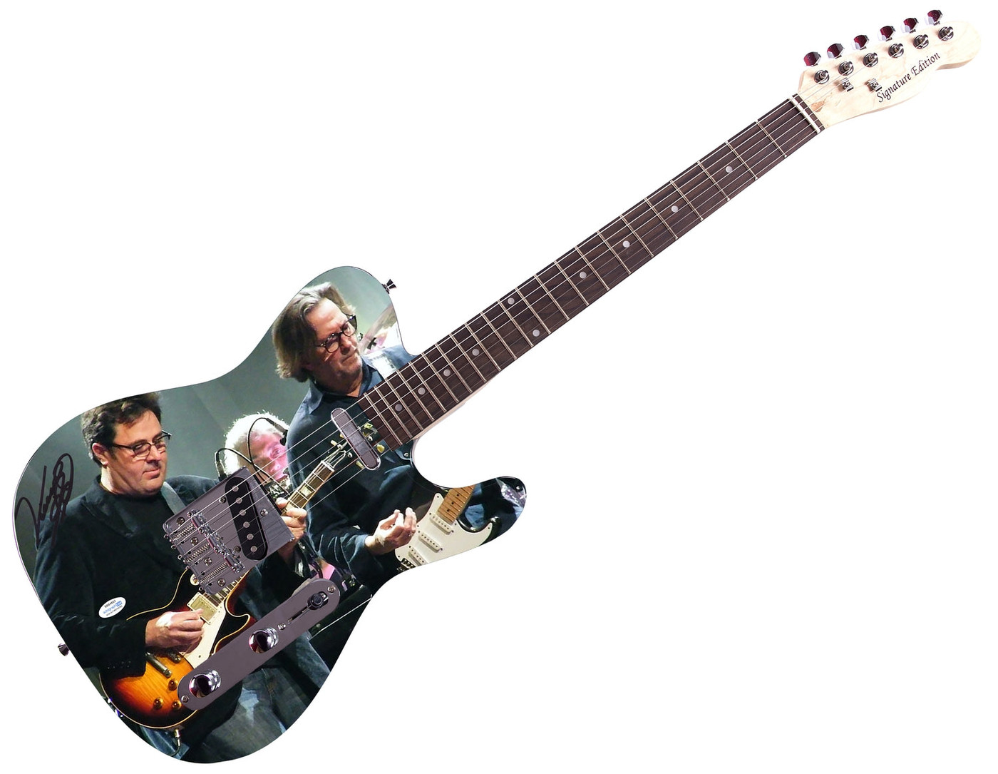 Vince Gill w Eric Clapton Autographed Custom Graphics Photo Guitar ACOA