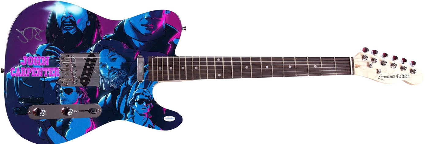 John Carpenter Signed Custom Graphics Photo Guitar ACOA Version 1