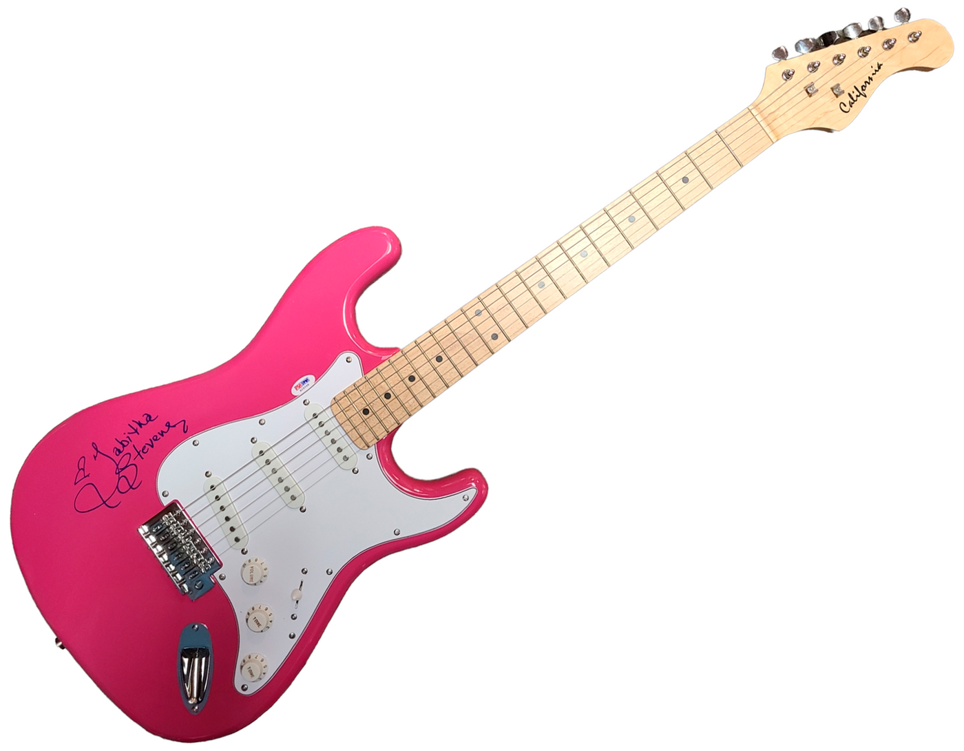 Tabitha Stevens Porn Star Signed Hot Pink Electric Guitar PSA