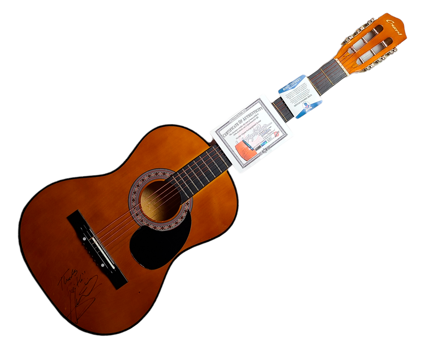Hunter Hayes Signed Autographed Crescent Acoustic Guitar BAS Beckett