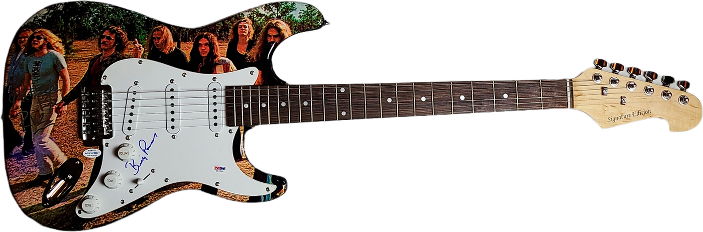 Lynyrd Skynyrd Artimus Pyle Billy Powell Autographed Graphics Photo Guitar