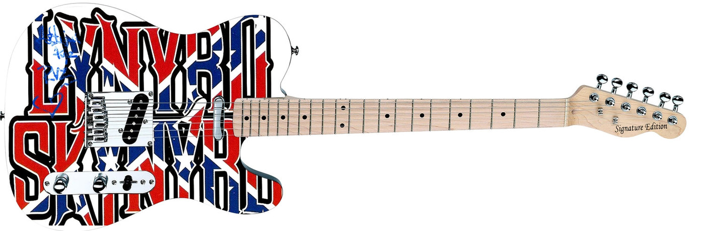 Artimus Pyle Lynyrd Skynyrd Autographed Vintage Flag Graphics Photo Guitar ACOA