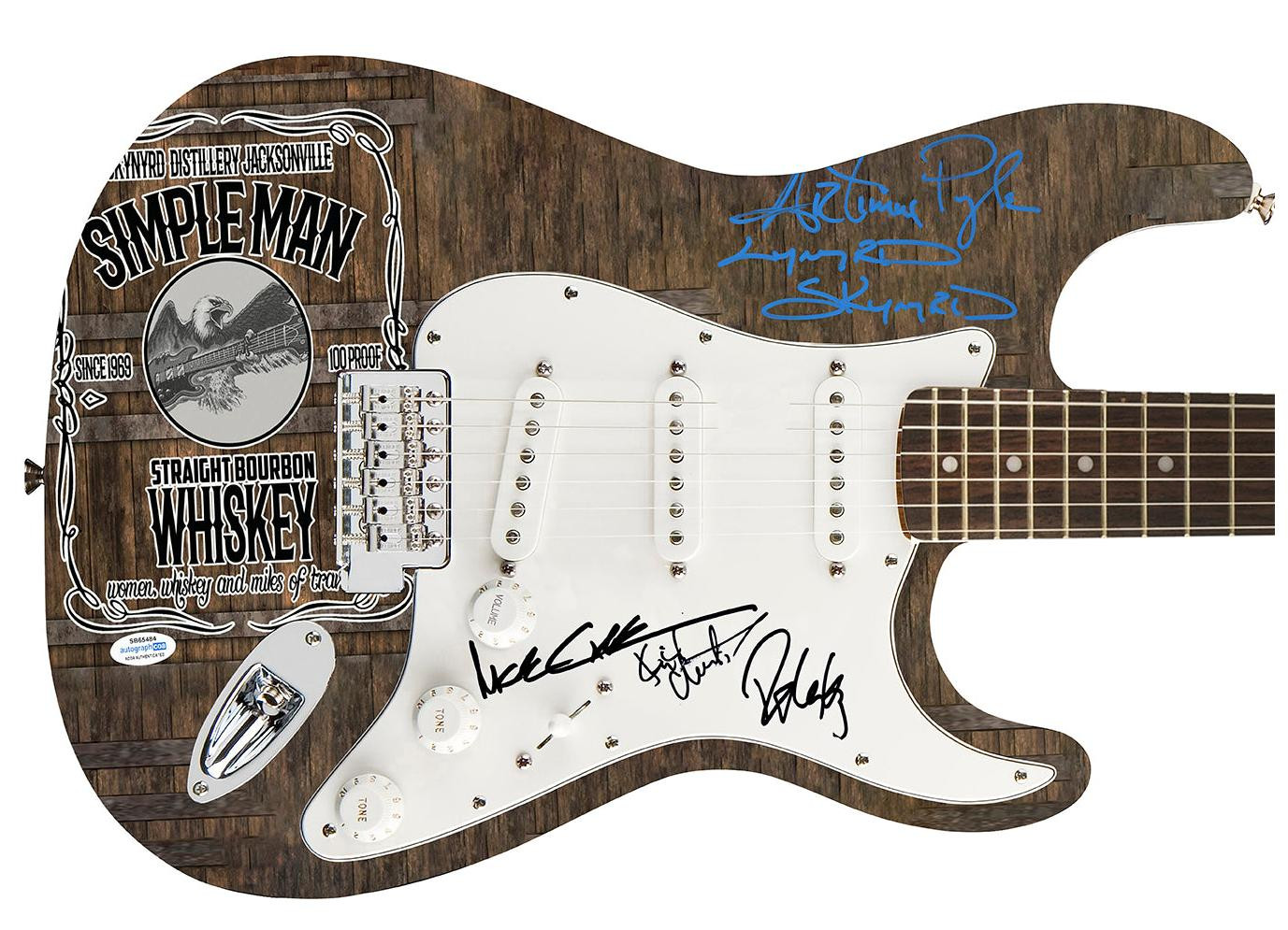 Lynyrd Skynyrd Artimus Pyle Signed Photo Graphics Guitar Exact Proof ACOA Version 2