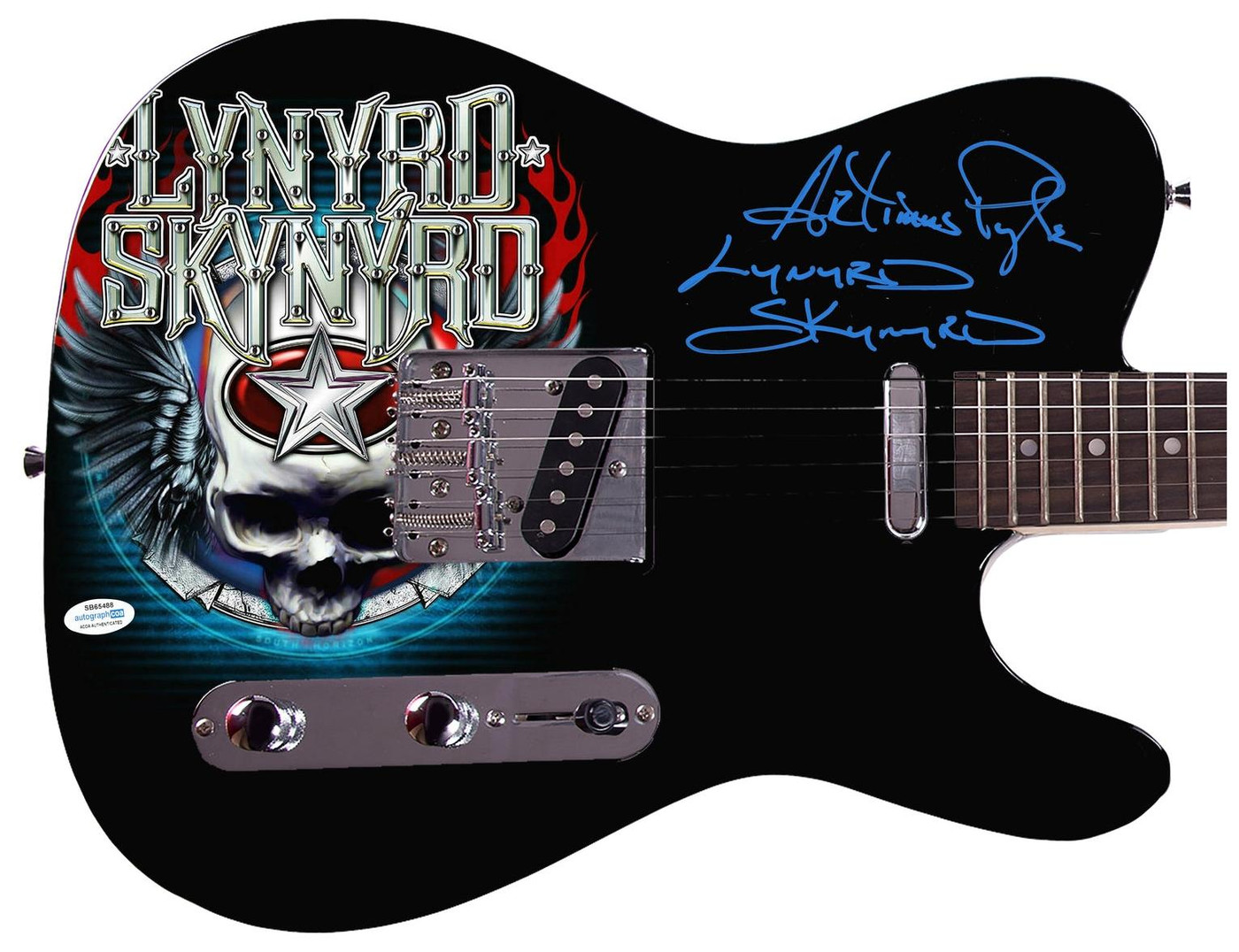 Lynyrd Skynyrd Artimus Pyle Signed Photo Graphics Guitar Exact Proof ACOA Version 4