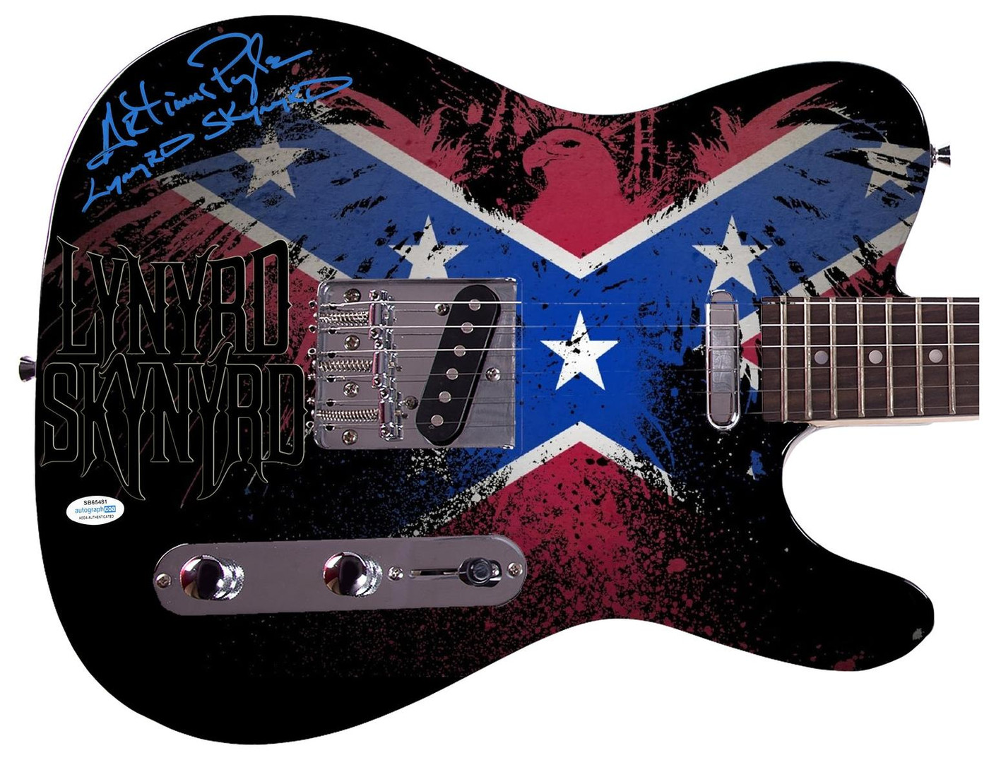 Lynyrd Skynyrd Artimus Pyle Signed Freebird Graphics Guitar Exact Proof Version 1