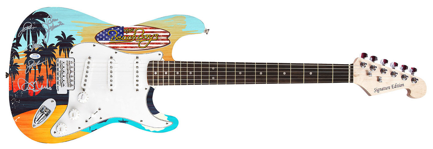 Beach Boys Johnston Marks Mike Love Autographed 1/1 Graphics Guitar ACOA Exact Proof