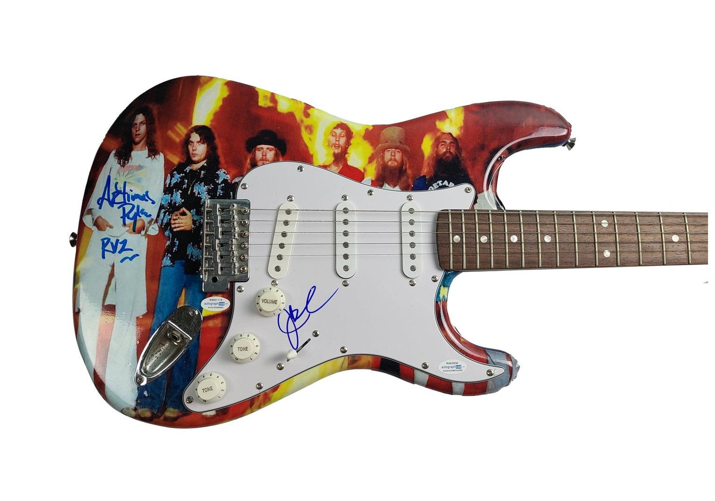 Lynyrd Skynyrd Signed Graphics Guitar ACOA