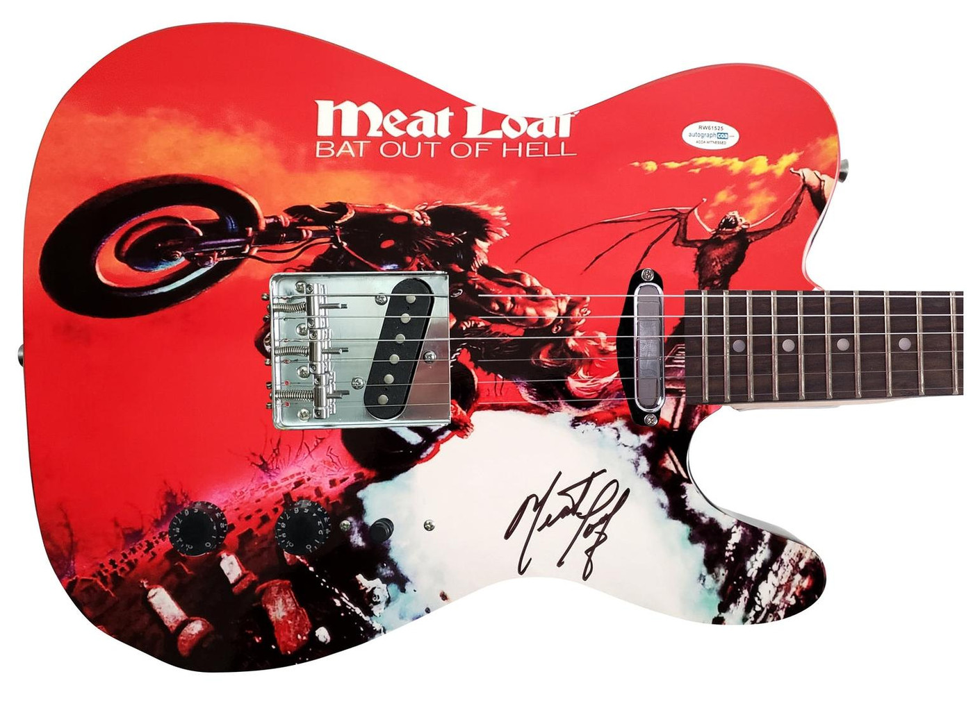 Meat Loaf Autographed Bat Out Of Hell Album LP Graphics Guitar Exact Video Proof Version 6