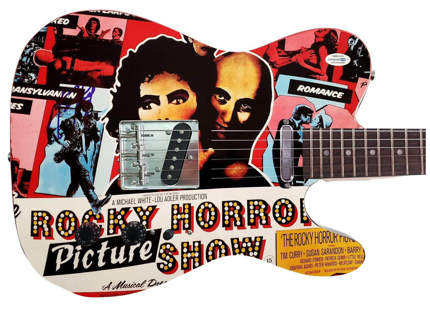 Meat Loaf Autographed Rocky Horror Graphics Guitar Exact Video Proof ACOA Witness ITP