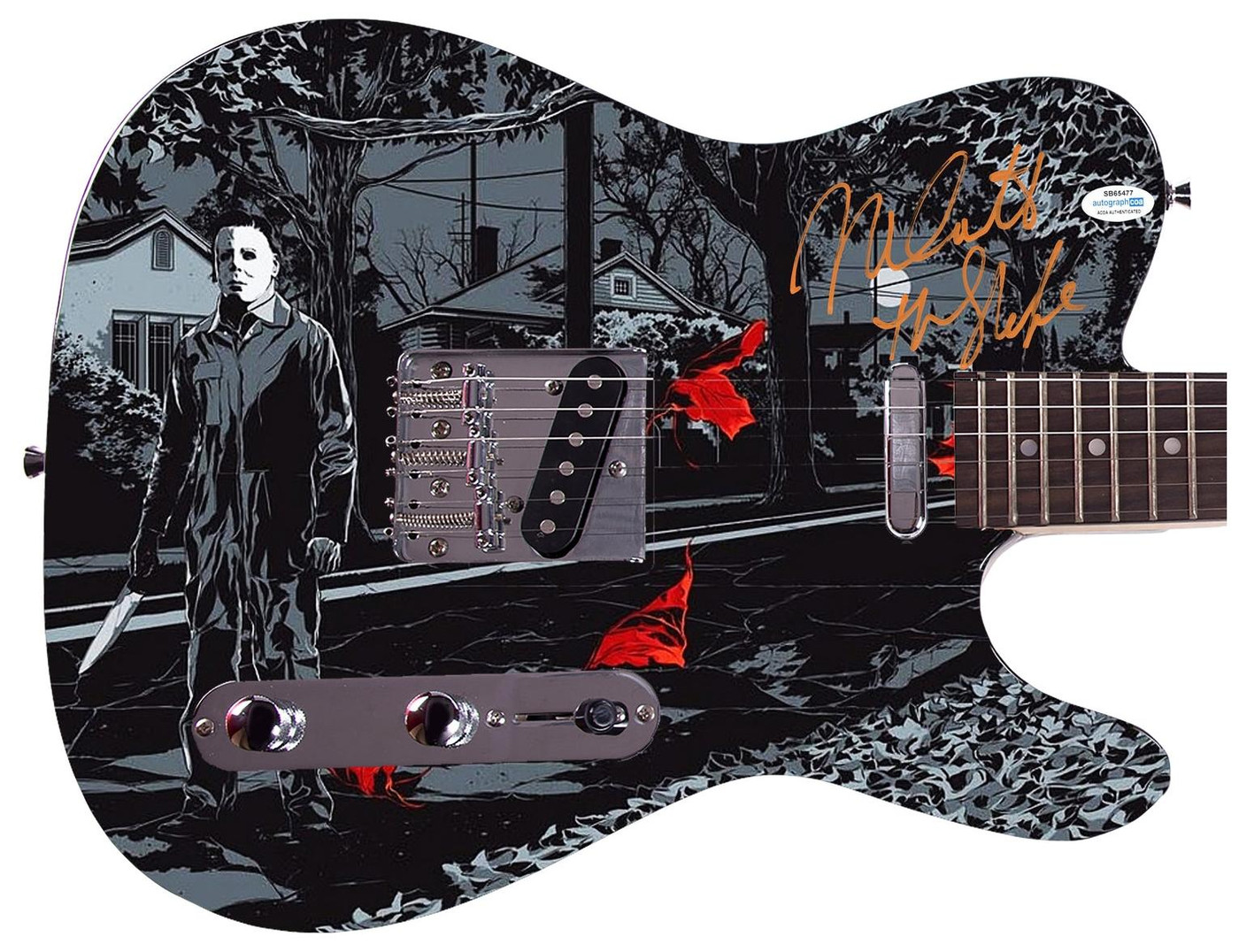 Nick Castle Signed Halloween Michael Myers Photo Guitar Exact Proof ACOA Version 1