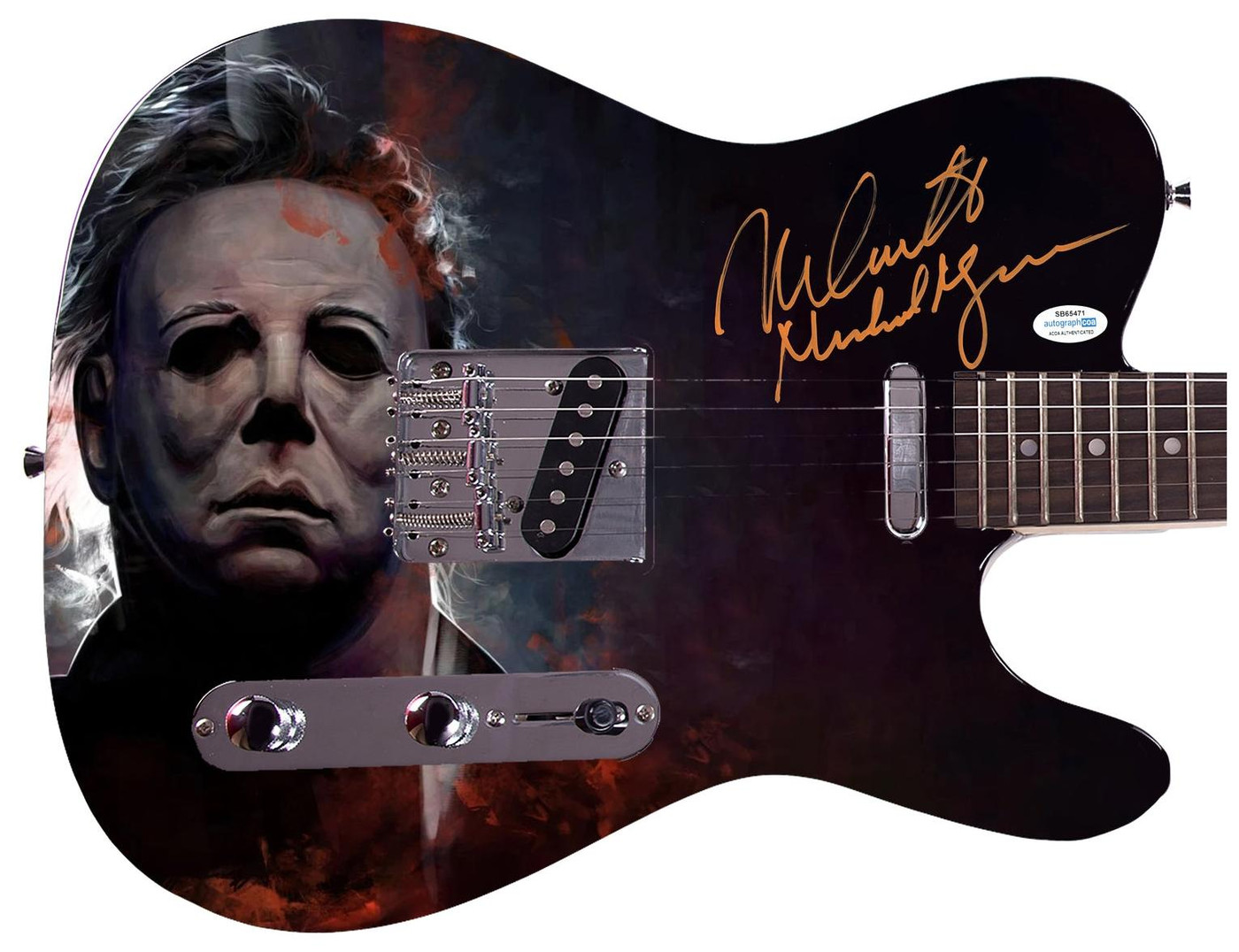 Nick Castle Signed Halloween Michael Myers Photo Guitar Exact Proof ACOA Version 5