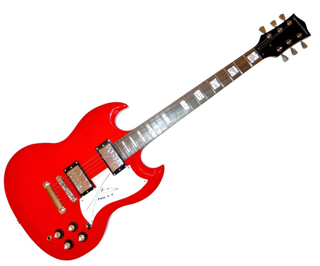 Akon Signed Autographed Red Guitar