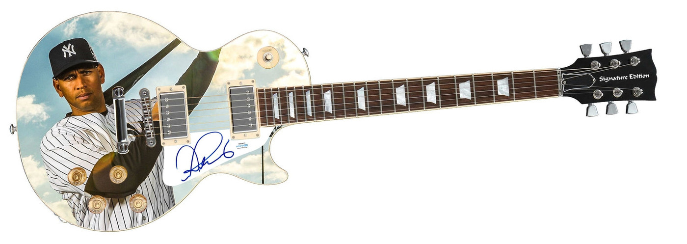 Alex Rodriguez New York NY Yankees Autographed Custom Graphics 1/1 Photo Guitar