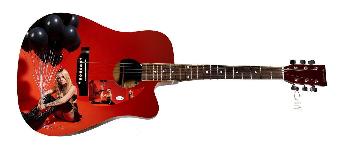 Avril Lavigne Love Sucks Album Autographed Custom Graphics Photo Guitar ACOA