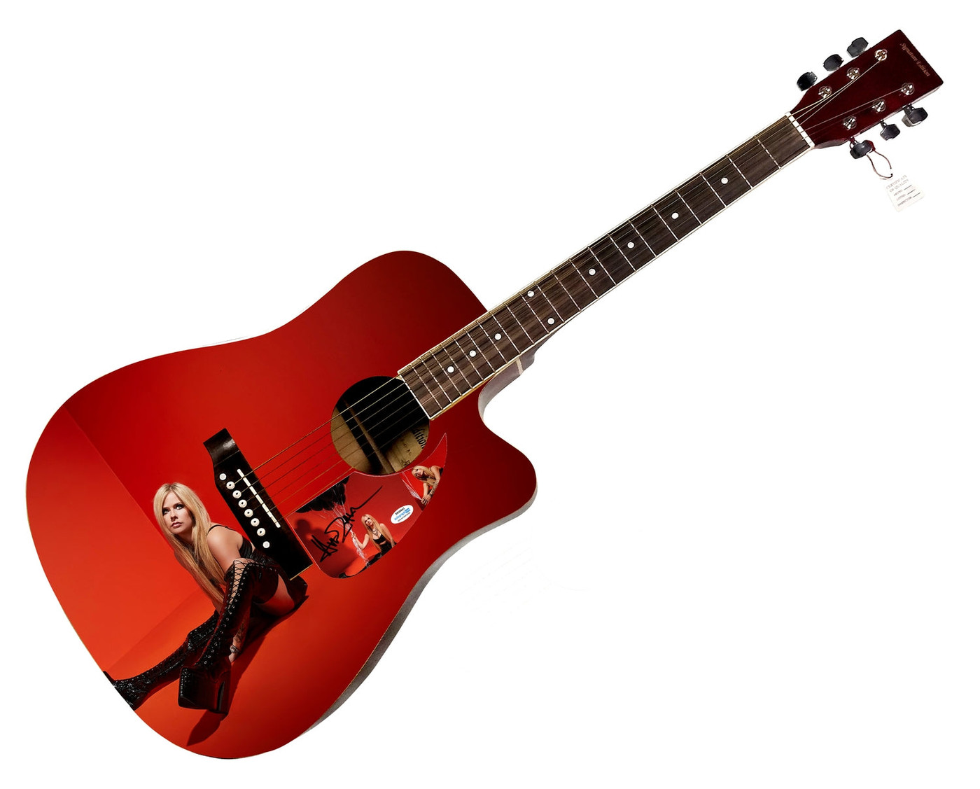 Avril Lavigne Sexy Spread Signed Custom Graphics Photo Guitar ACOA -