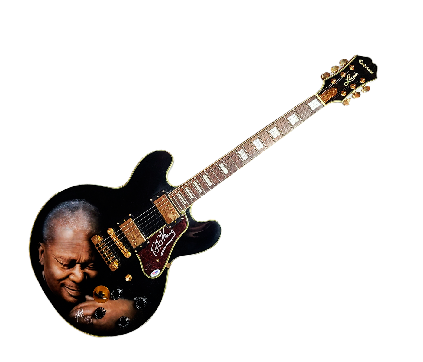 B.B. King Autographed Airbrushed Gibson Epiphone Lucille Guitar UACC AFTAL PSA