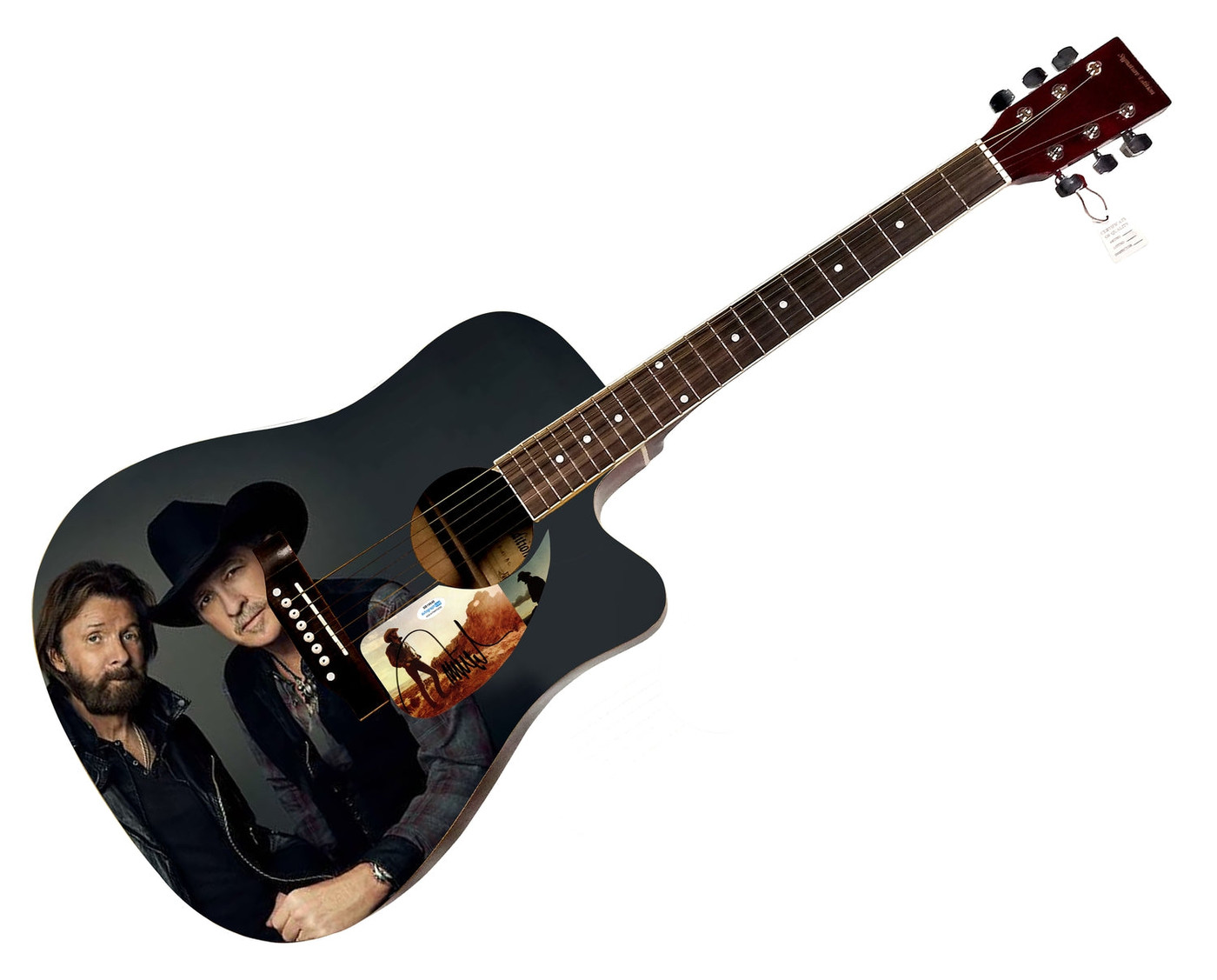 Brooks & Dunn Ronnie Signed Custom Graphics Photo Guitar ACOA