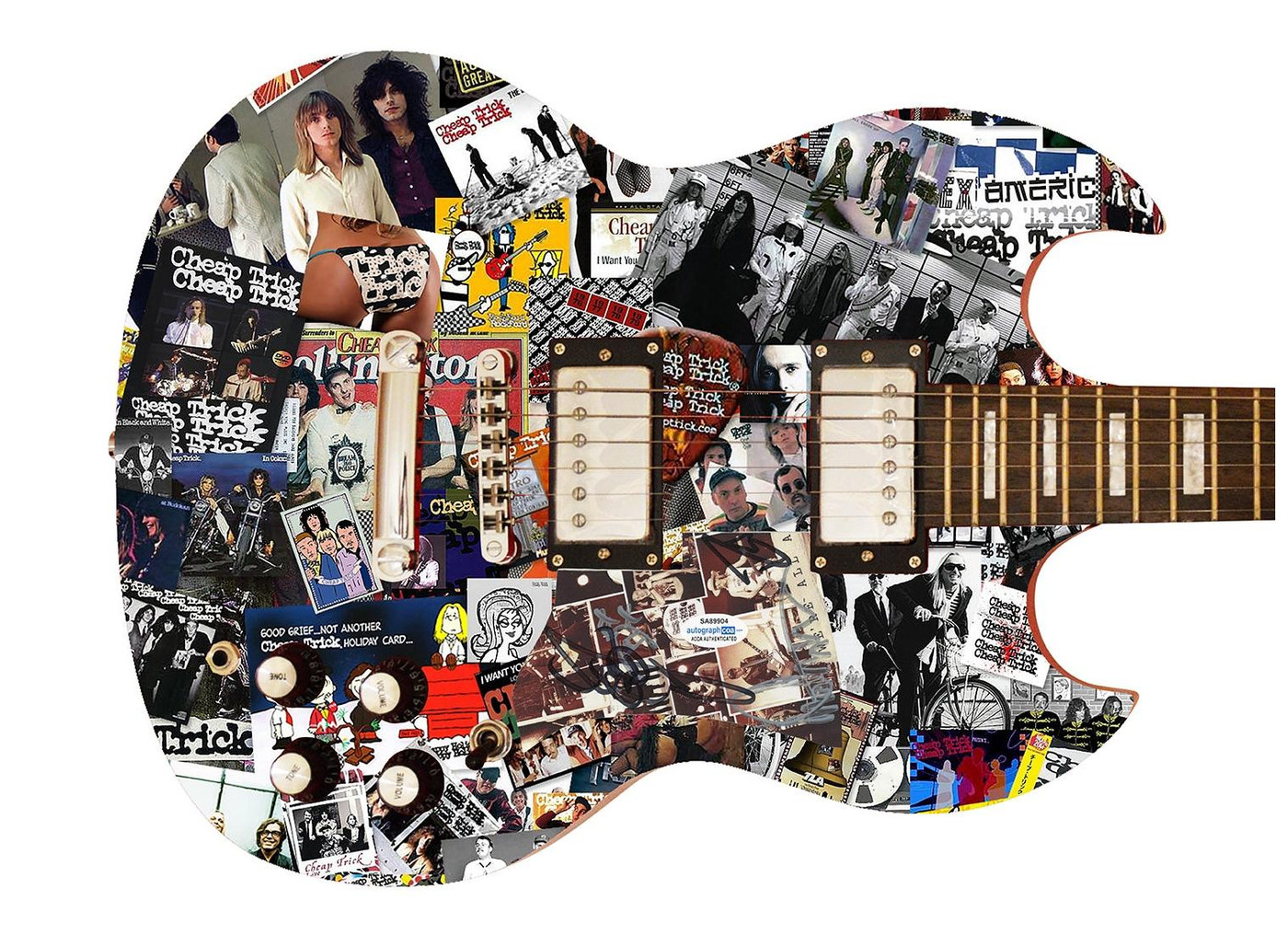 Cheap Trick Signed Autographed Custom Photo Graphics Guitar ACOA ACOA Version 4