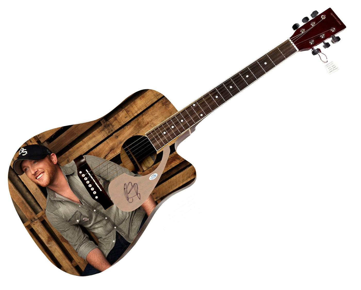 Cole Swindell Signed 1/1 Custom Graphics Photo Guitar ACOA Version 1