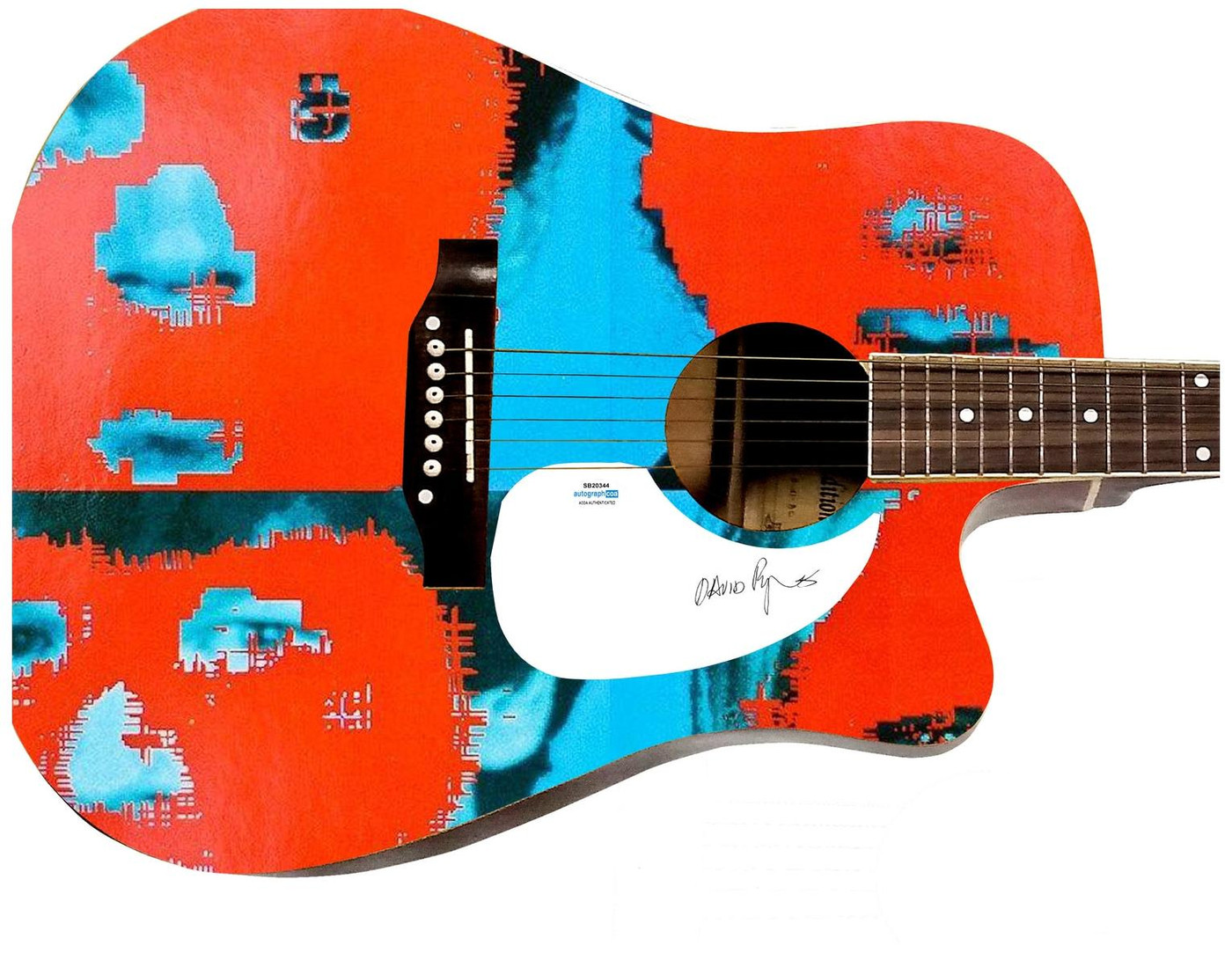 David Byrne of The Talking Heads Signed Custom Graphics 1/1 Guitar ACOA