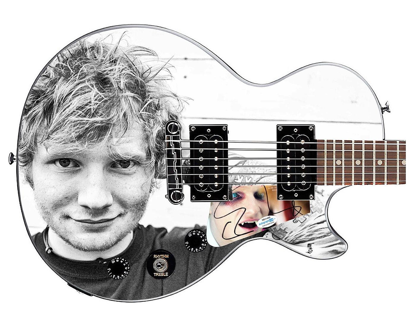 Ed Sheeran Signed Custom Graphics Gibson Epiphone Guitar ACOA Version 1