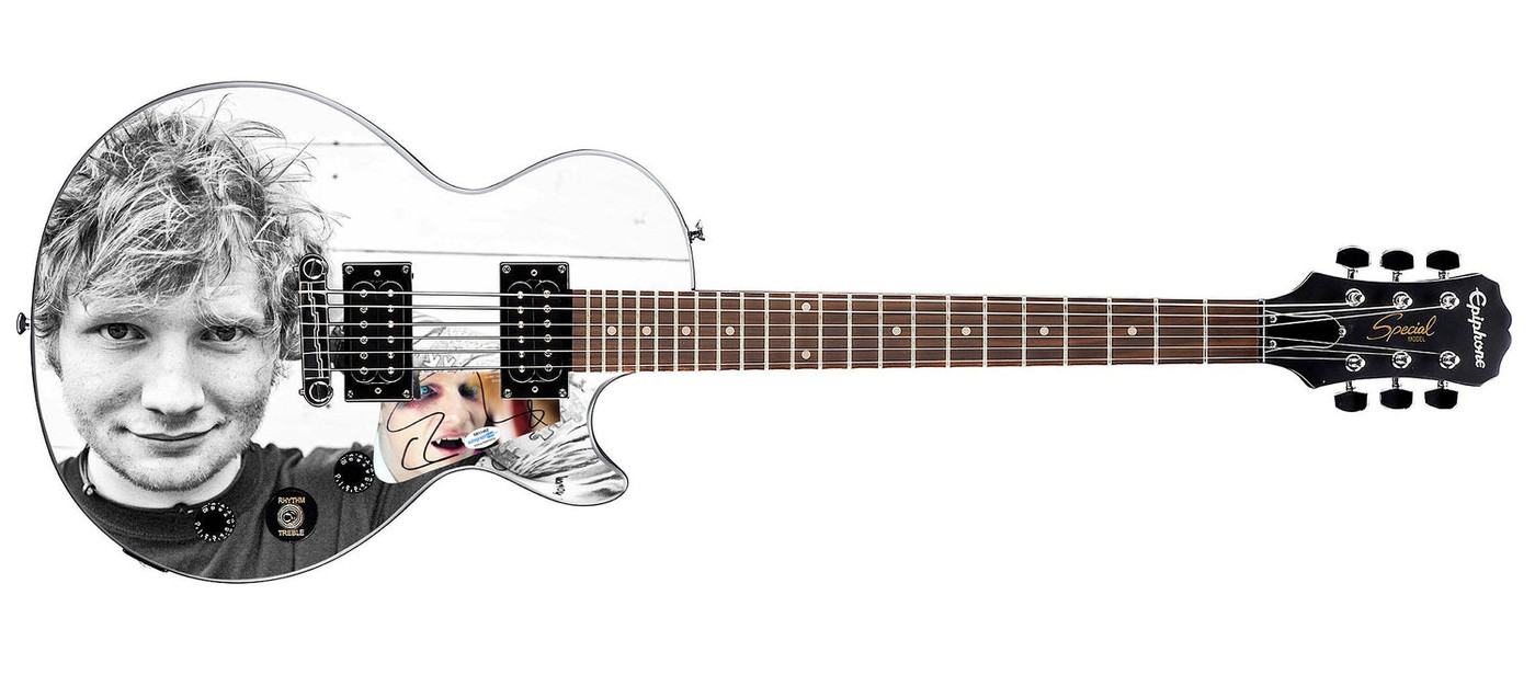 Ed Sheeran Signed Custom Graphics Gibson Epiphone Guitar ACOA Version 1