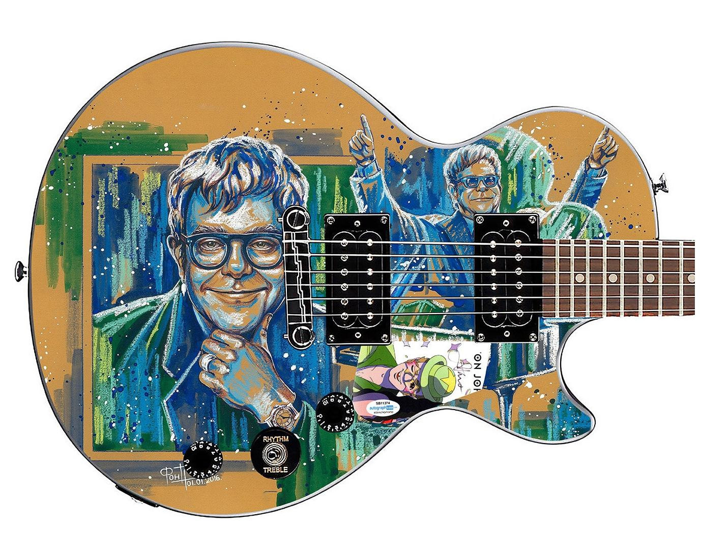 Elton John Live Signed Custom Graphics Gibson Epiphone Guitar ACOA