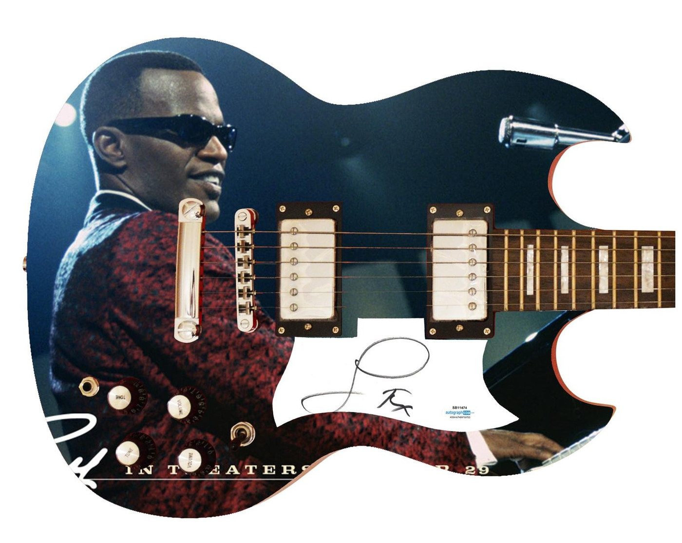 Jamie Foxx Signed RAY Autographed Custom Graphics Photo Guitar ACOA