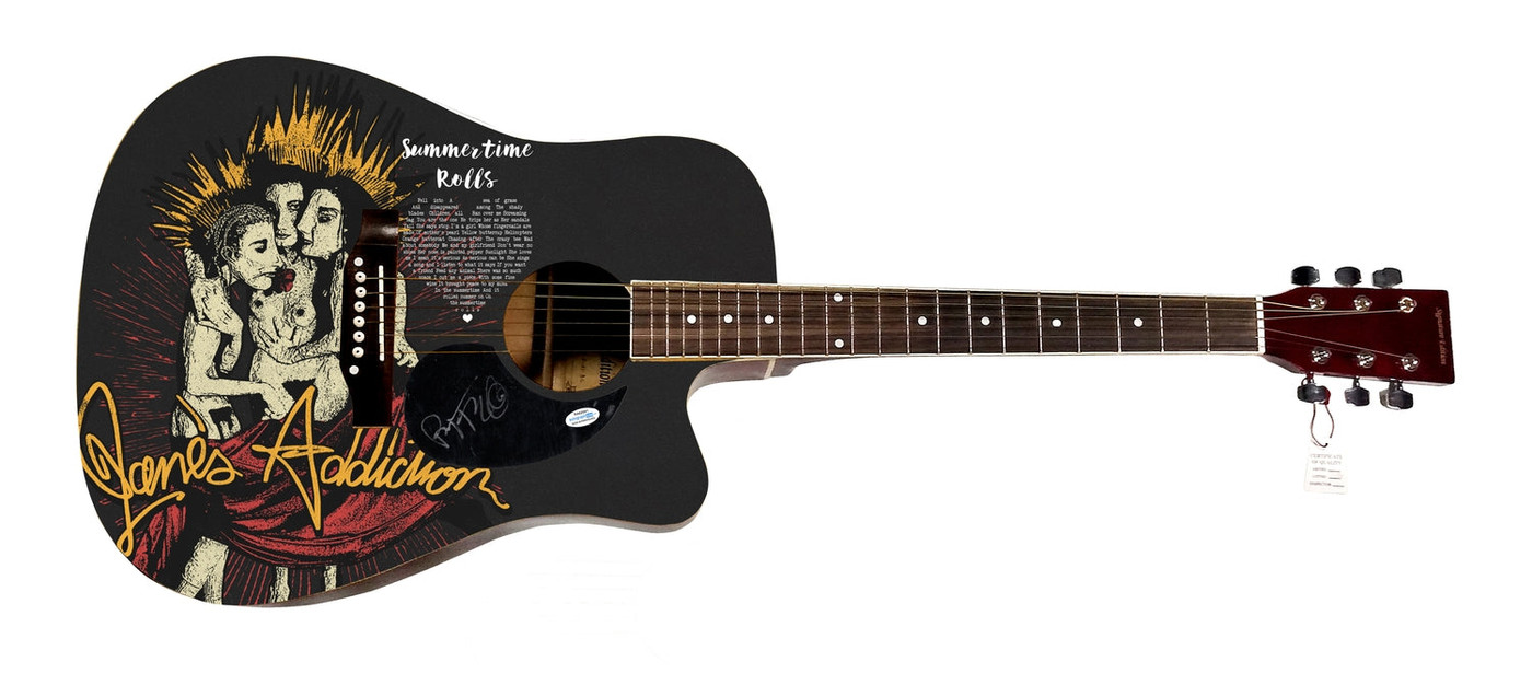 Jane?s Addiction Perry Farrell Signed 1:1 Graphics Photo Guitar ACOA