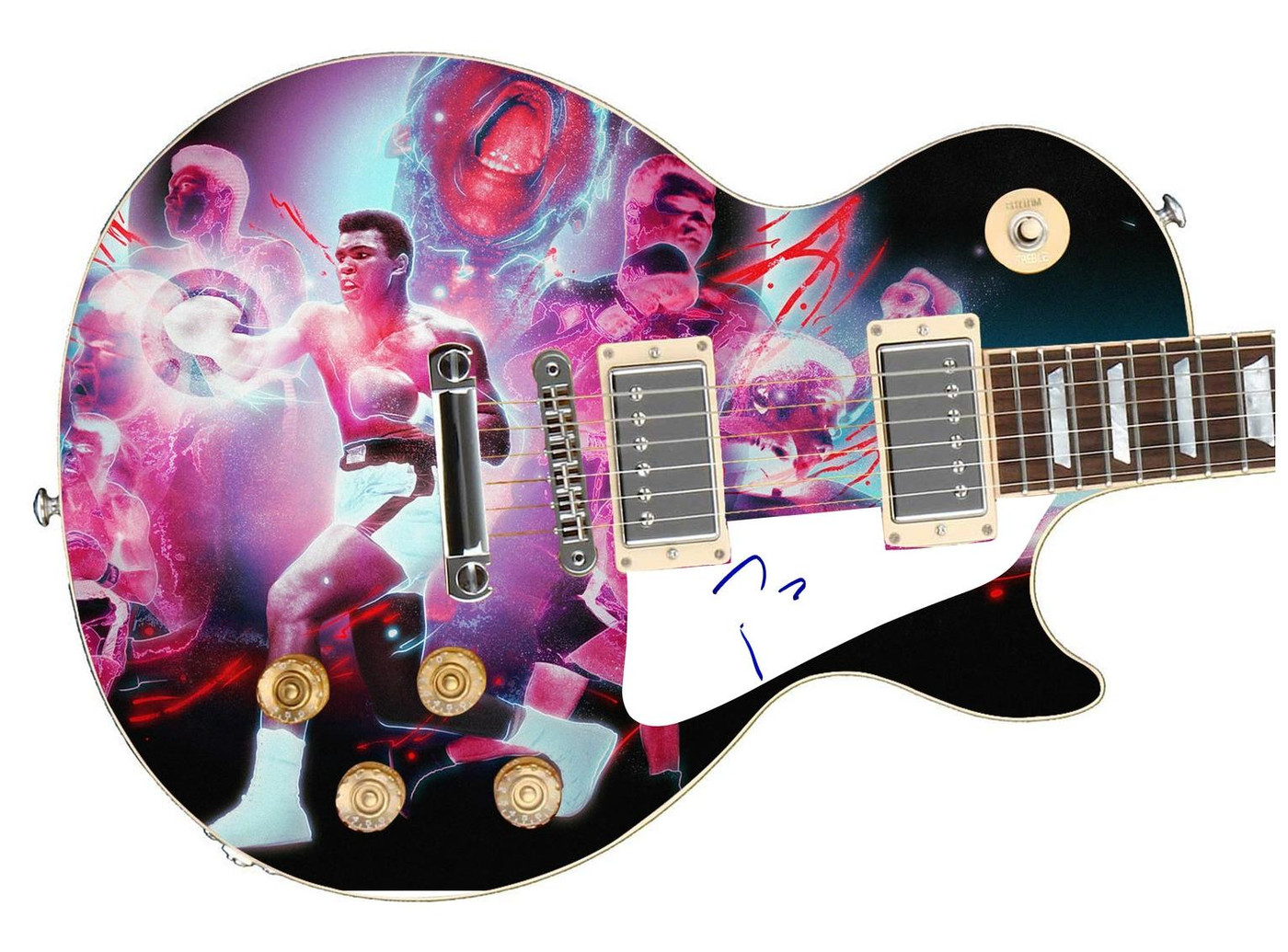 Muhammad Ali Signed Custom Graphics 1/1 Photo Guitar