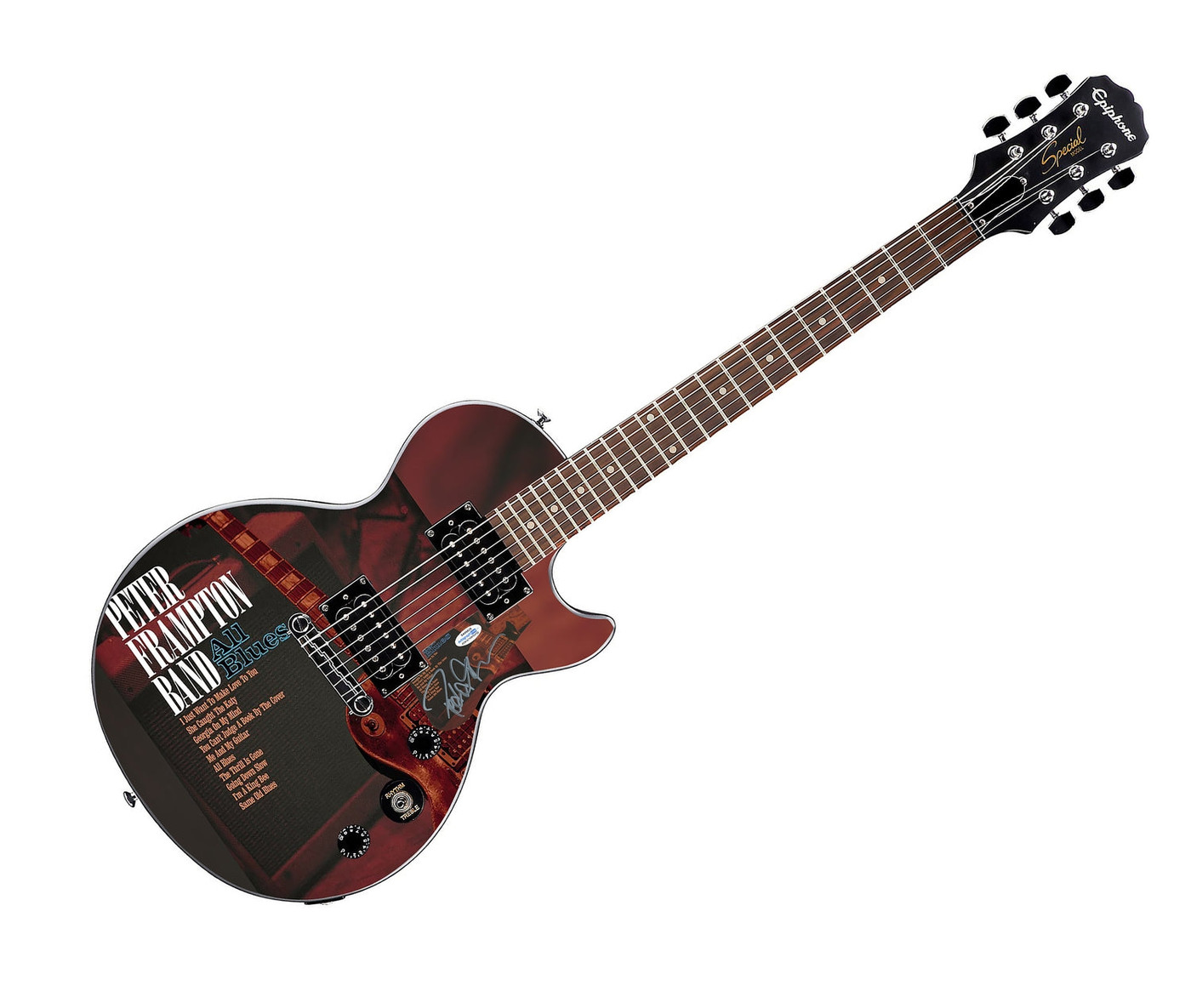 Peter Frampton All Blues Autographed Gibson Epiphone Les Paul Graphics Guitar ACOA