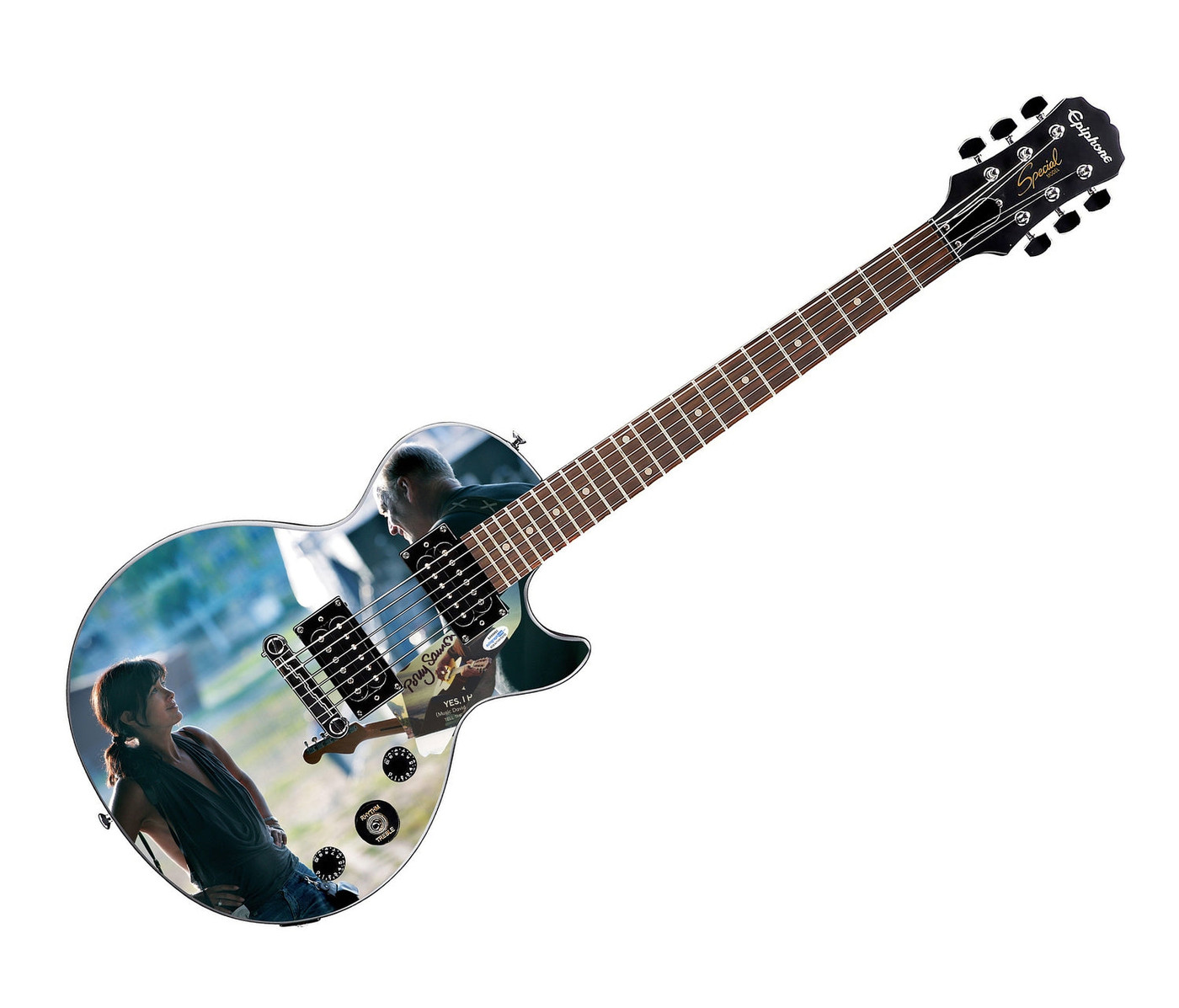 Polly Samson Autographed w David Gilmour Epiphone Les Paul Photo Graphics Guitar