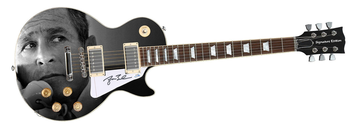 President George W. Bush Signed Custom Graphics Guitar ACOA Version 1